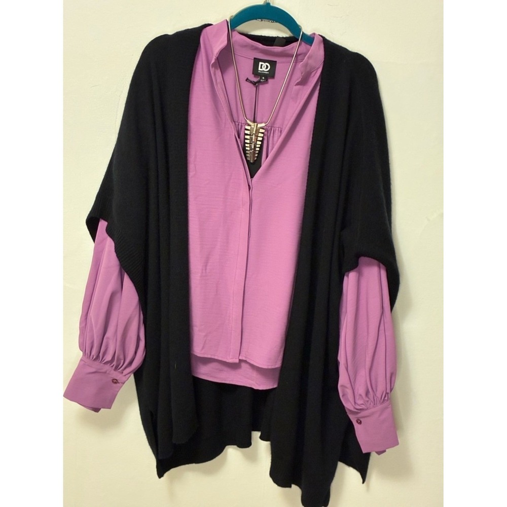 NWT Dee Ocleppo Sumptuous Lavender Peasant Blouse with Long Bishop Sleeves - Picture 2 of 11